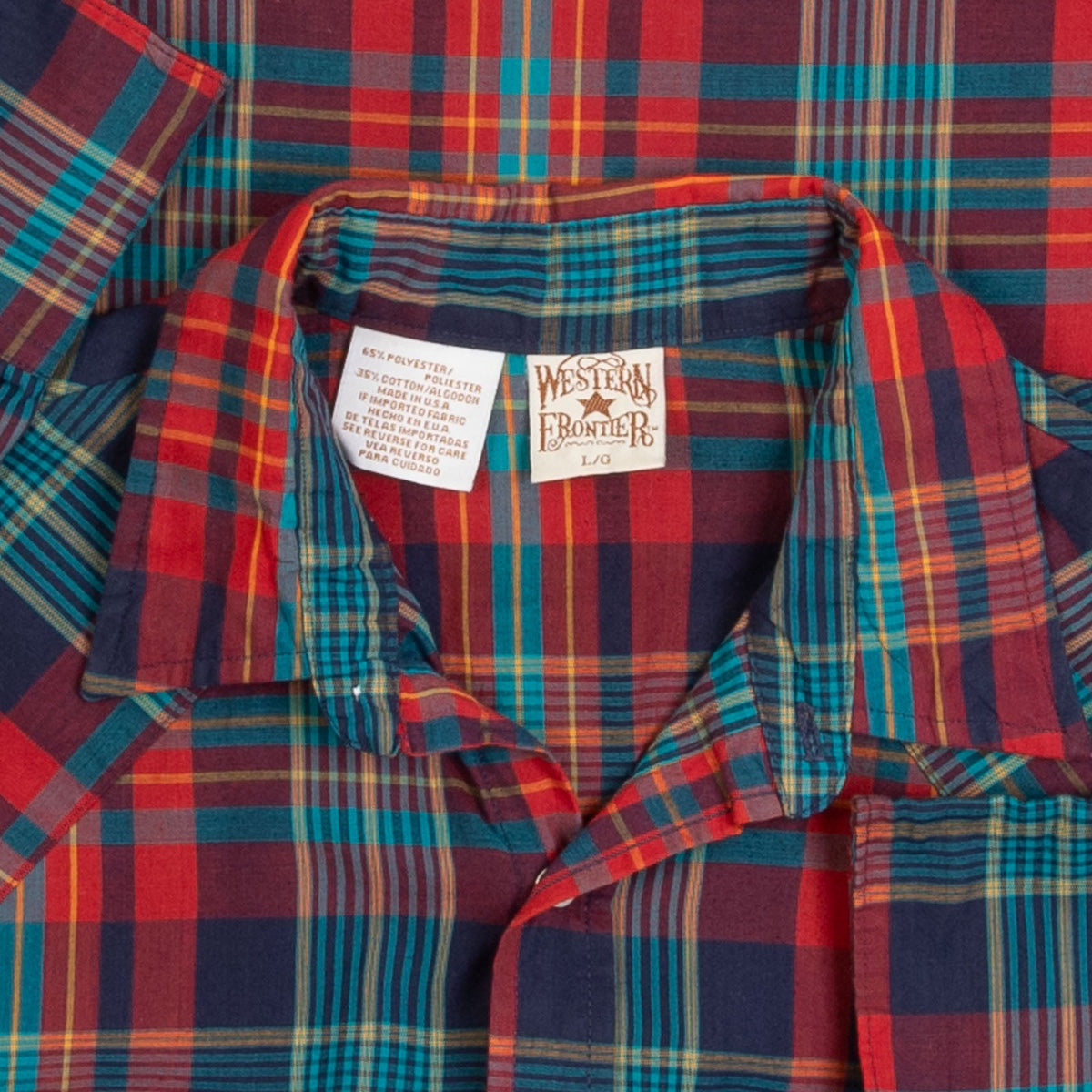 MEN'S VINTAGE 1990S CHECKED WESTERN SHIRT - LARGE