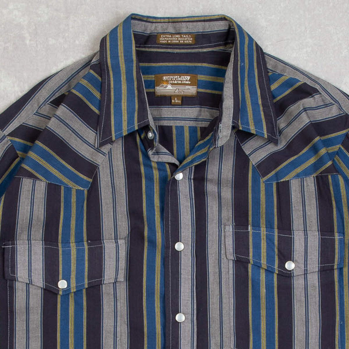 MEN'S VINTAGE 1990S STRIPED WESTERN SHIRT - LARGE