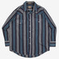MEN'S VINTAGE 1990S STRIPED WESTERN SHIRT - LARGE