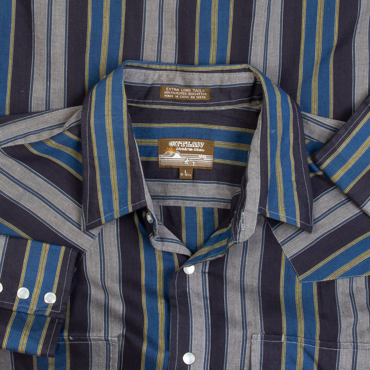 MEN'S VINTAGE 1990S STRIPED WESTERN SHIRT - LARGE