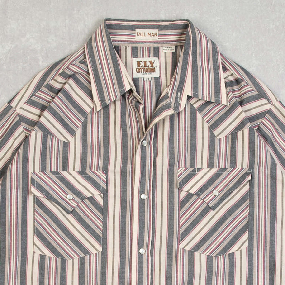 MEN'S VINTAGE 1990S STRIPED WESTERN SHIRT - LARGE