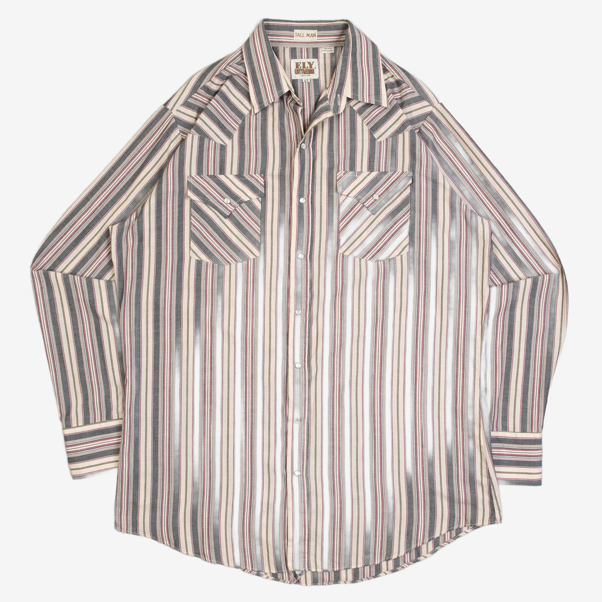 MEN'S VINTAGE 1990S STRIPED WESTERN SHIRT - LARGE