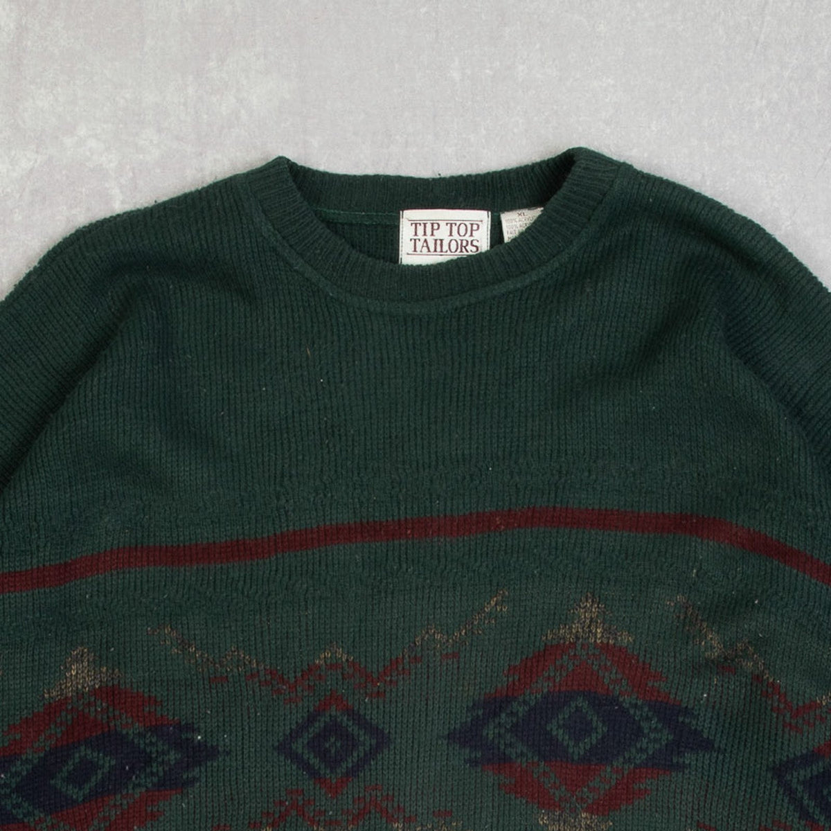 MEN'S VINTAGE 1990S PATTERNED KNITTED JUMPER - X-LARGE