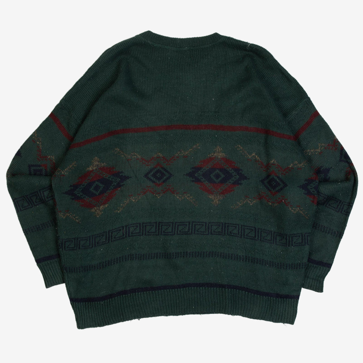 MEN'S VINTAGE 1990S PATTERNED KNITTED JUMPER - X-LARGE