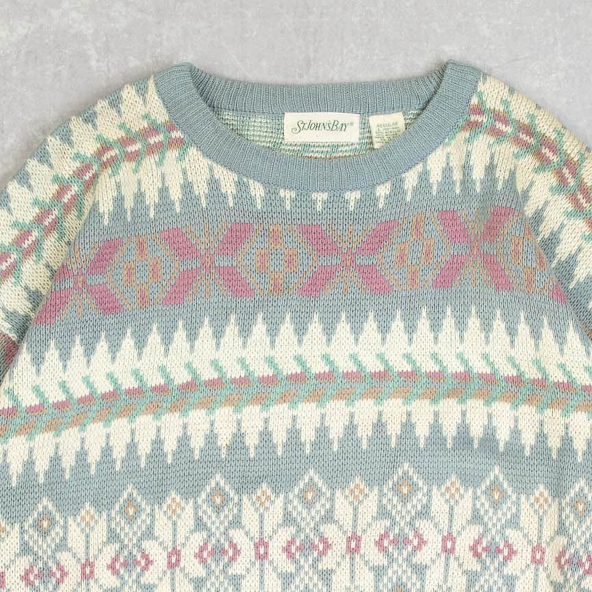 WOMEN'S VINTAGE 1990S PATTERNED KNITTED JUMPER - LARGE