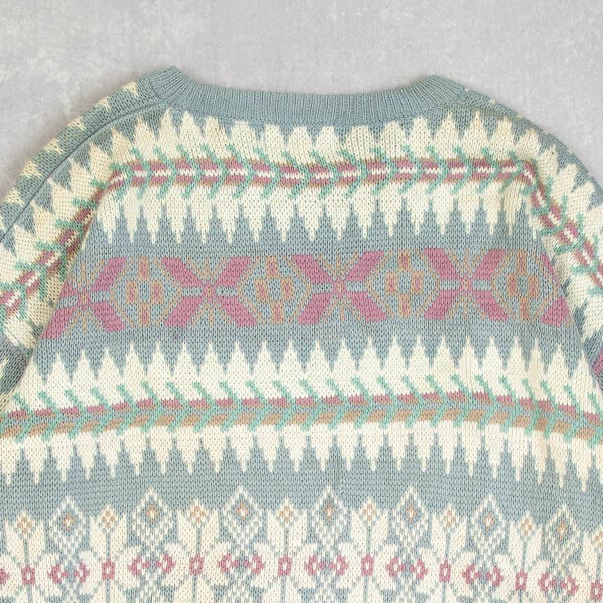 WOMEN'S VINTAGE 1990S PATTERNED KNITTED JUMPER - LARGE