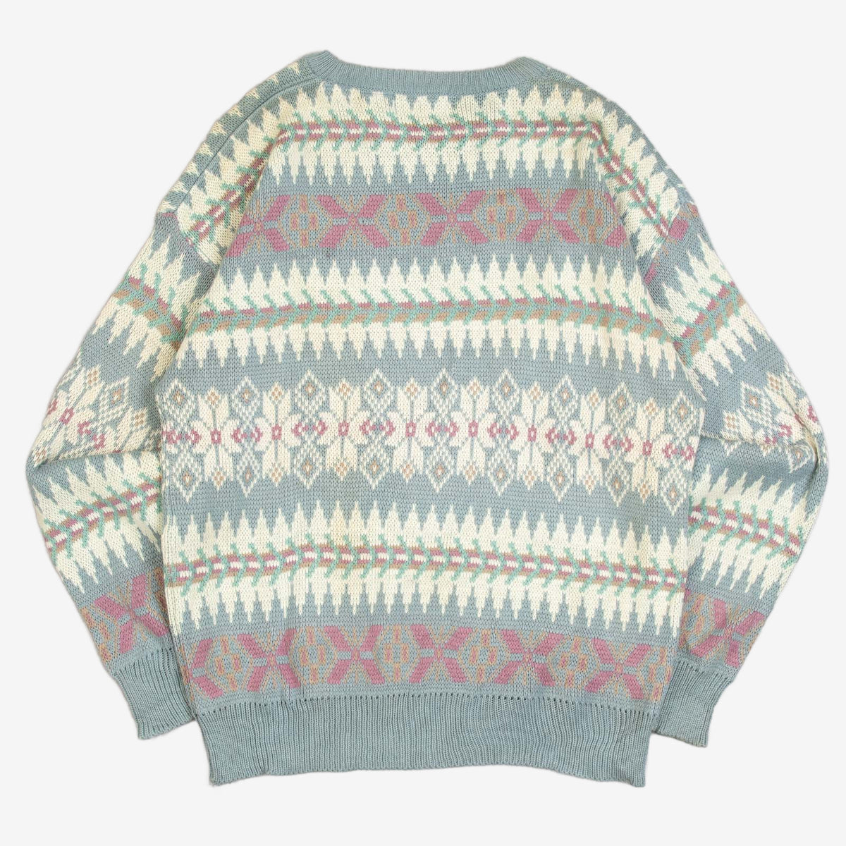 WOMEN'S VINTAGE 1990S PATTERNED KNITTED JUMPER - LARGE