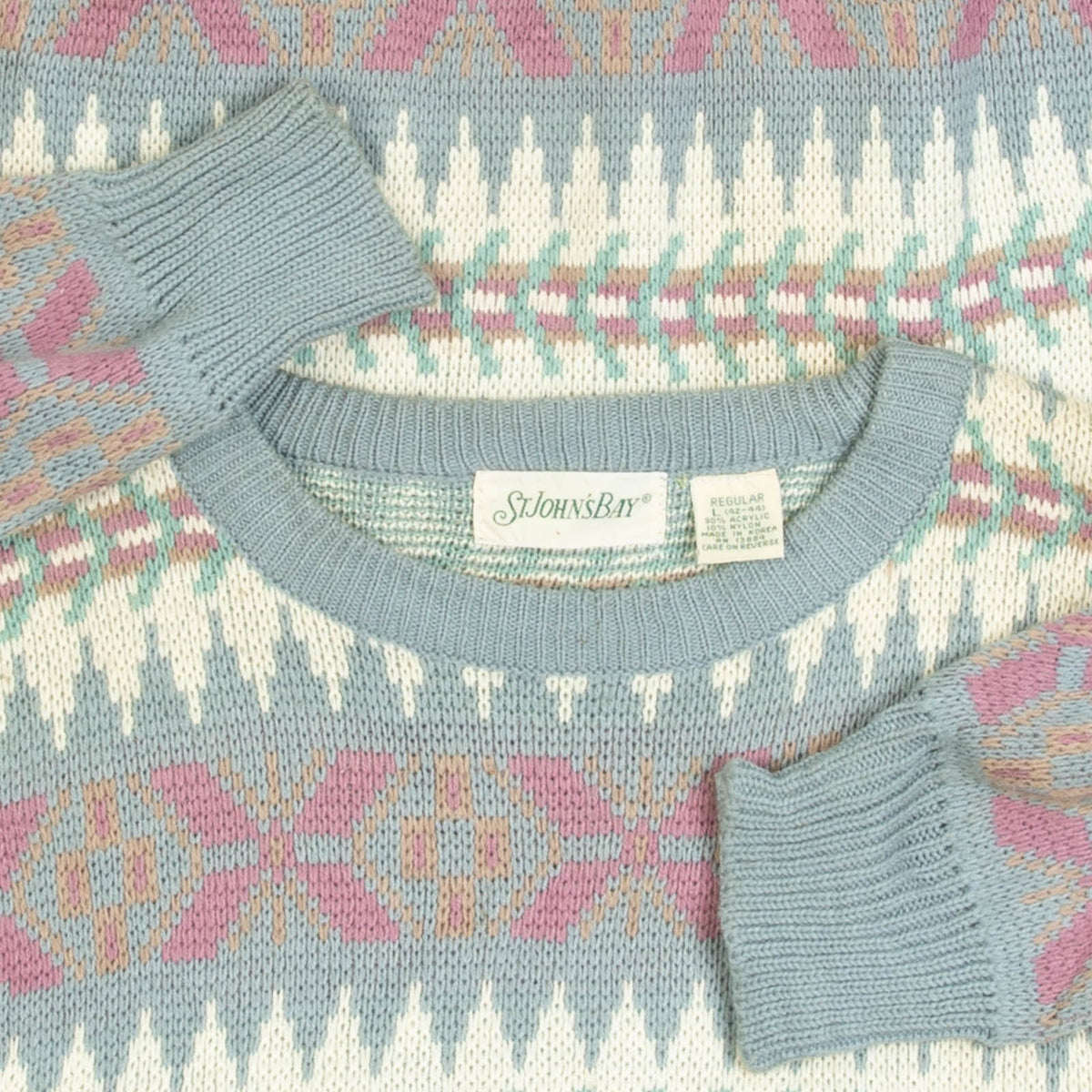WOMEN'S VINTAGE 1990S PATTERNED KNITTED JUMPER - LARGE