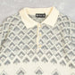 MEN'S VINTAGE 1990S PATTERNED KNITTED POLO JUMPER - LARGE