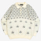 MEN'S VINTAGE 1990S PATTERNED KNITTED POLO JUMPER - LARGE