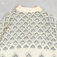 MEN'S VINTAGE 1990S PATTERNED KNITTED POLO JUMPER - LARGE