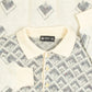 MEN'S VINTAGE 1990S PATTERNED KNITTED POLO JUMPER - LARGE