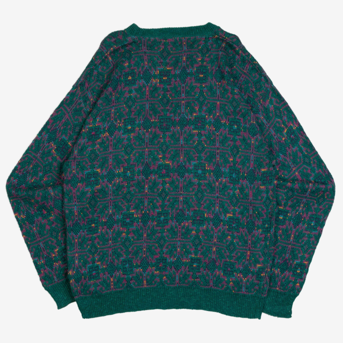 MEN'S VINTAGE 1980S STRUCTURED PATTERNED KNITTED JUMPER - LARGE