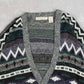 MEN'S VINTAGE 1990S PATTERNED KNITTED CARDIGAN - MEDIUM