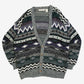 MEN'S VINTAGE 1990S PATTERNED KNITTED CARDIGAN - MEDIUM