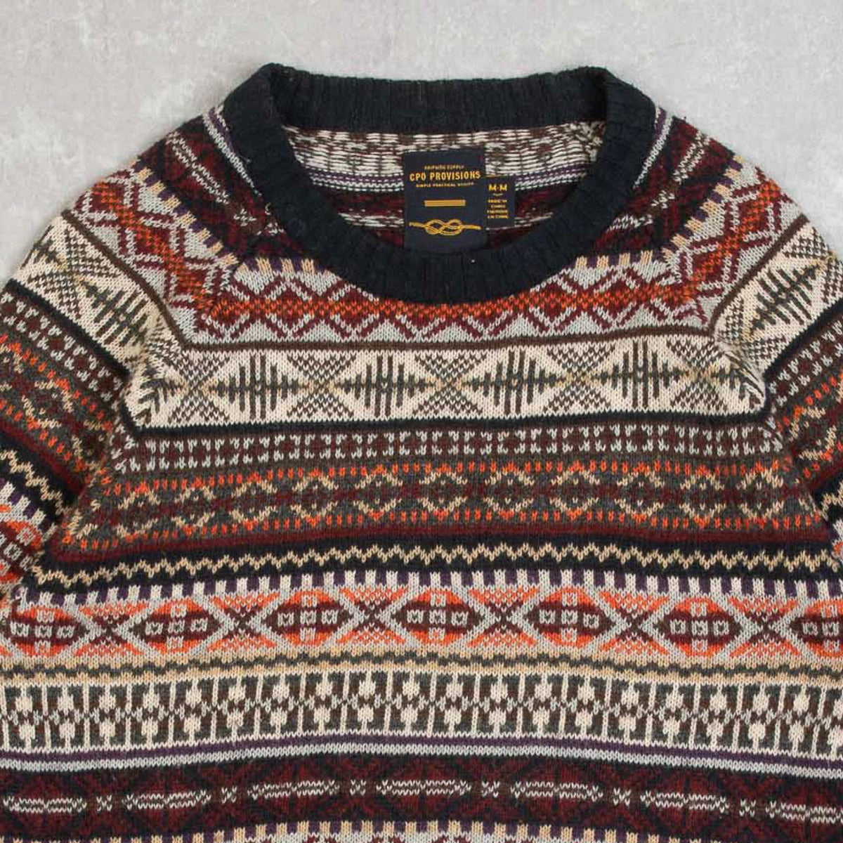 MEN'S VINTAGE PATTERNED KNITTED JUMPER - MEDIUM