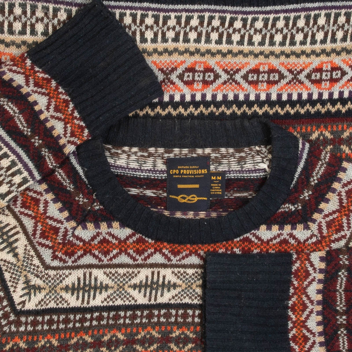 MEN'S VINTAGE PATTERNED KNITTED JUMPER - MEDIUM