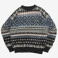MEN'S VINTAGE 1990S PATTERNED KNITTED JUMPER - X-LARGE