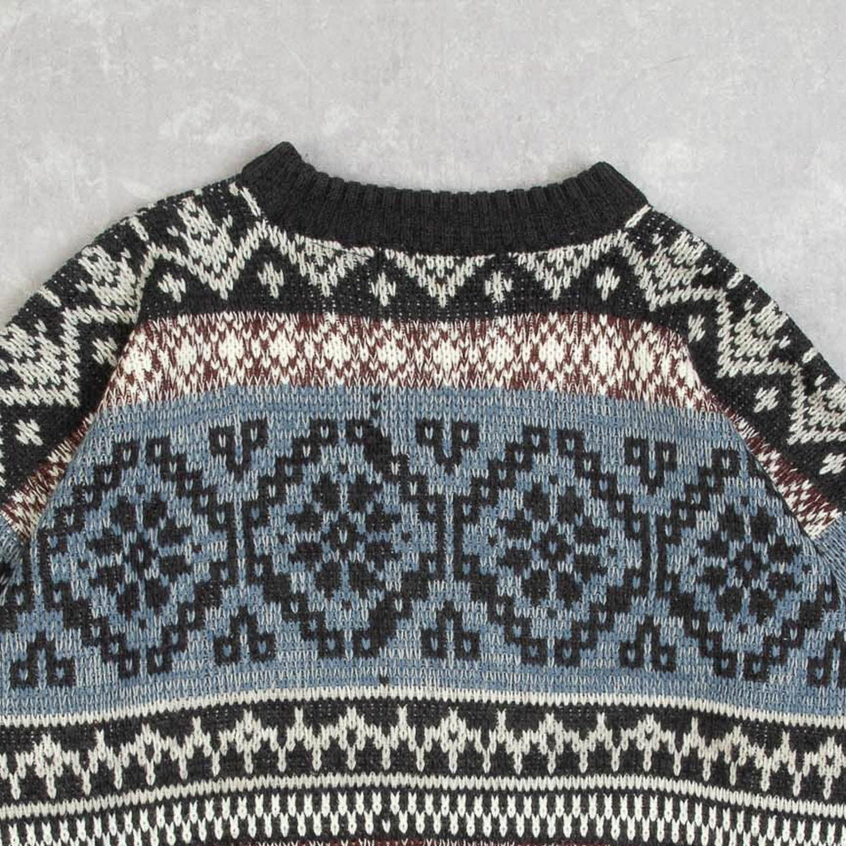 MEN'S VINTAGE 1990S PATTERNED KNITTED JUMPER - X-LARGE