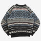 MEN'S VINTAGE 1990S PATTERNED KNITTED JUMPER - X-LARGE