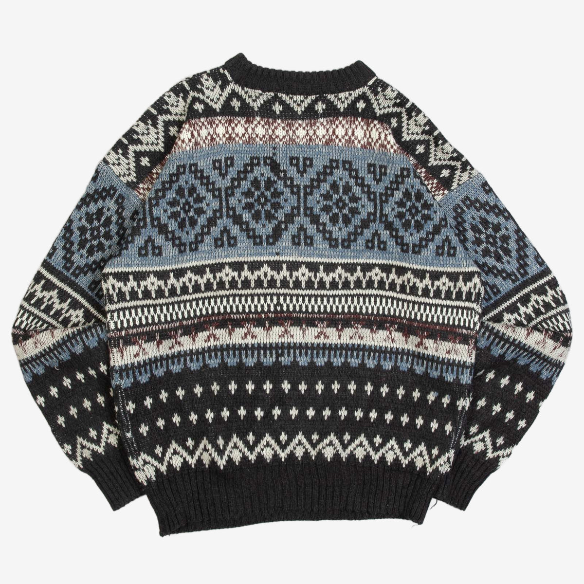 MEN'S VINTAGE 1990S PATTERNED KNITTED JUMPER - X-LARGE