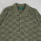 MEN'S VINTAGE 1980S PATTERNED KNITTED POLO JUMPER - X-LARGE