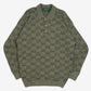 MEN'S VINTAGE 1980S PATTERNED KNITTED POLO JUMPER - X-LARGE