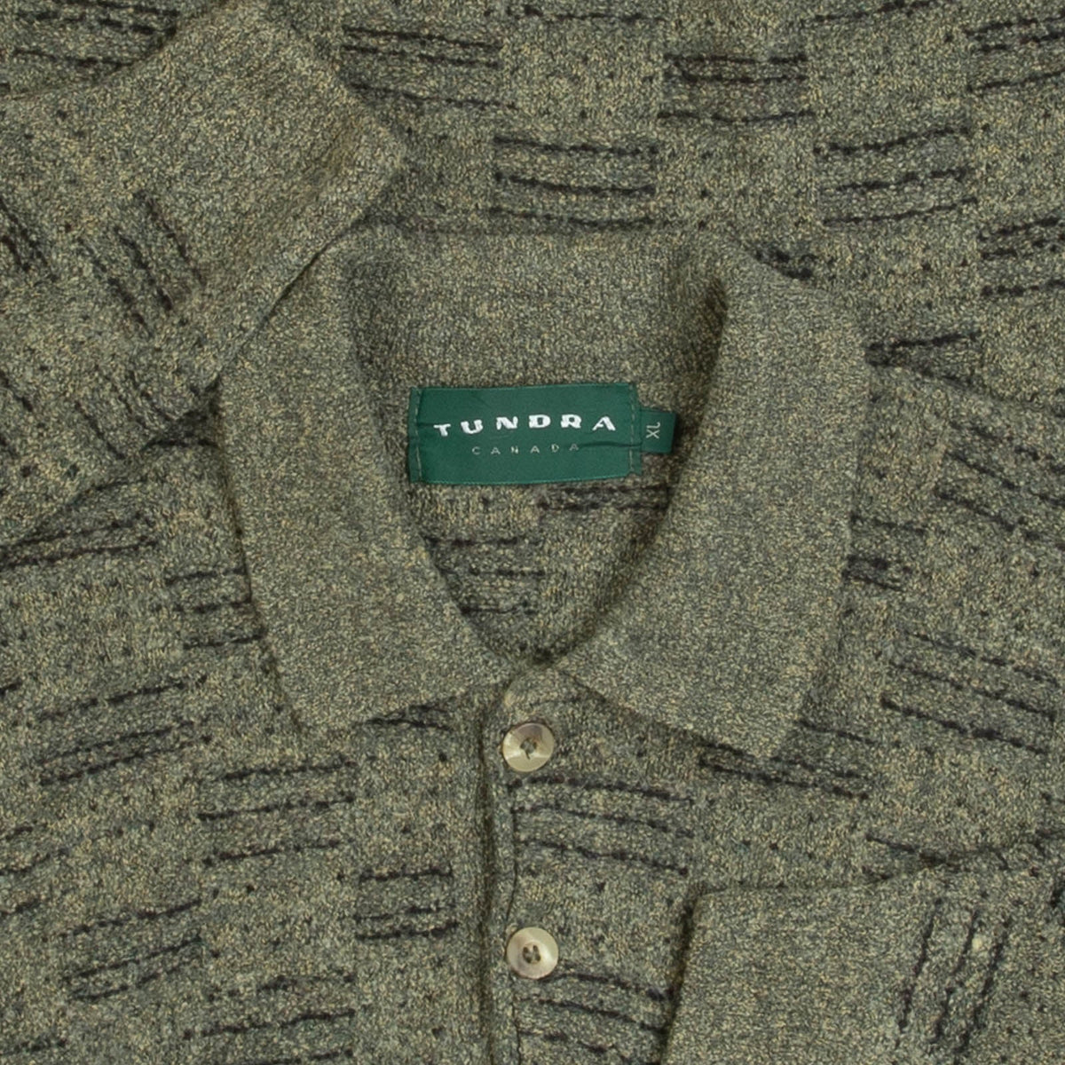 MEN'S VINTAGE 1980S PATTERNED KNITTED POLO JUMPER - X-LARGE