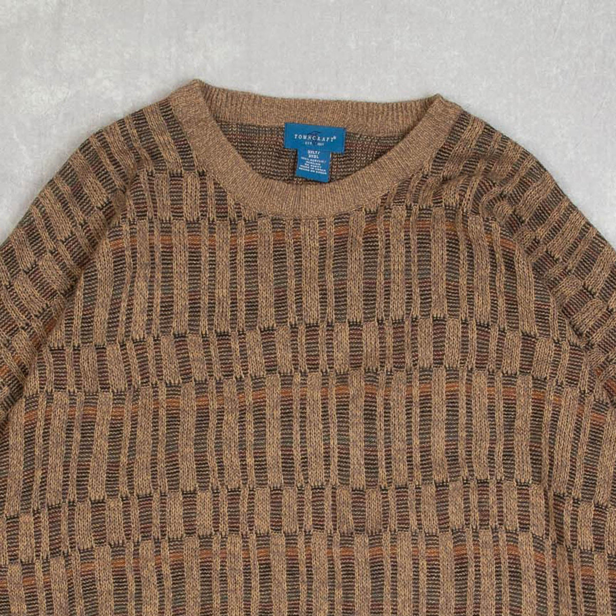 MEN'S VINTAGE 1990S STRUCTURED PATTERNED KNITTED JUMPER - XXX-LARGE