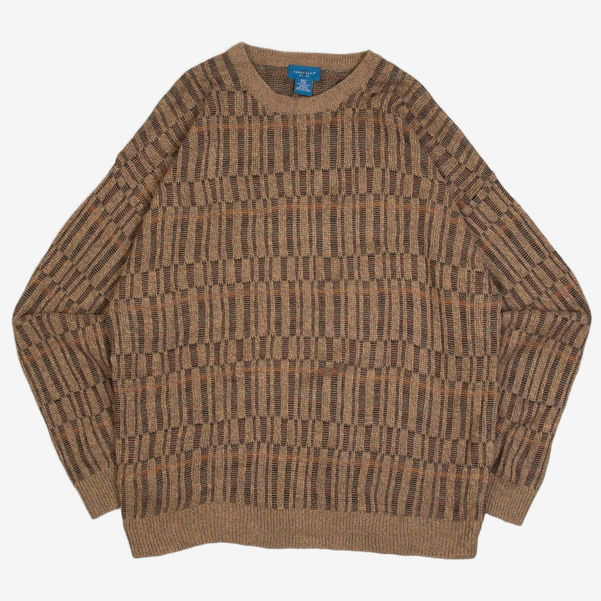 MEN'S VINTAGE 1990S STRUCTURED PATTERNED KNITTED JUMPER - XXX-LARGE