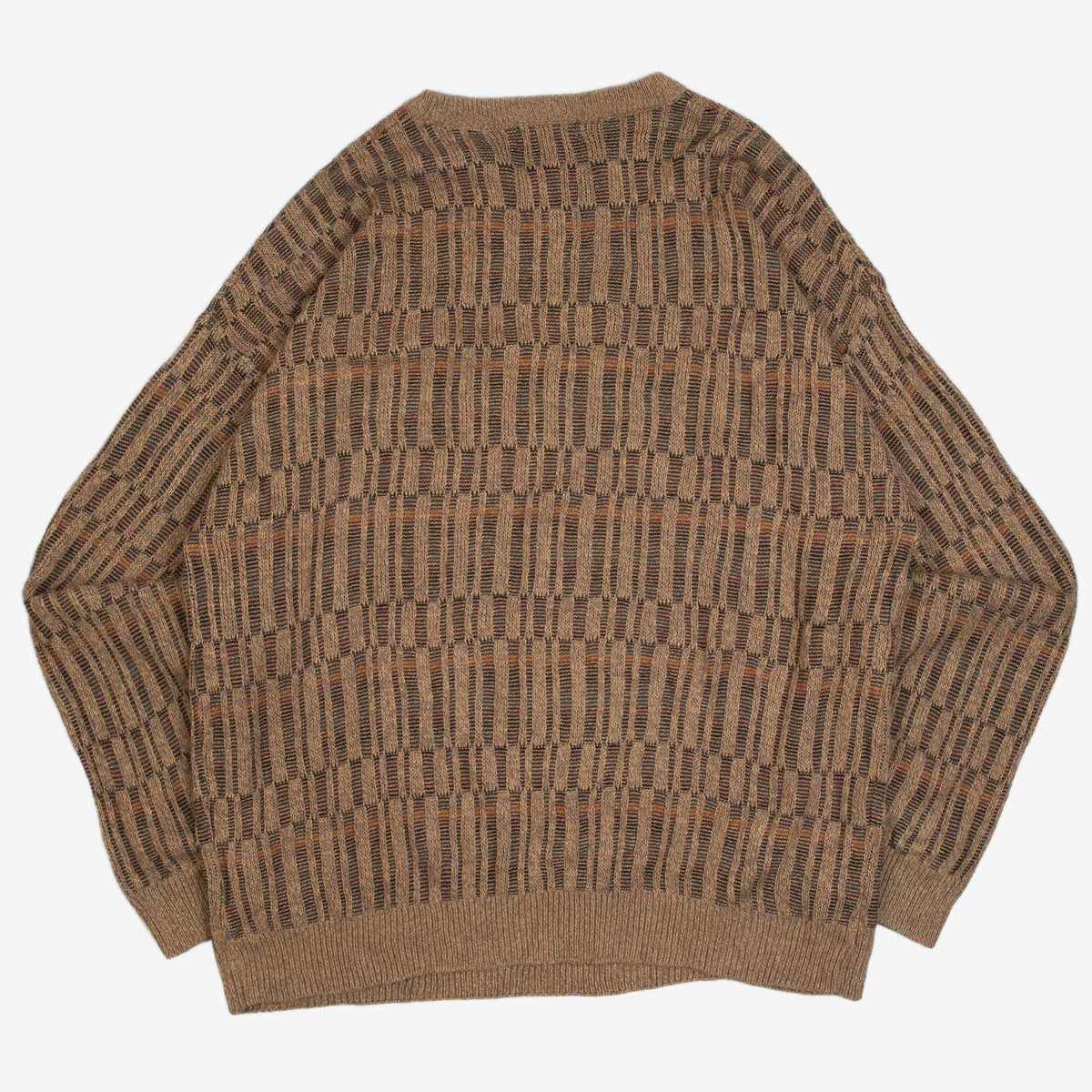 MEN'S VINTAGE 1990S STRUCTURED PATTERNED KNITTED JUMPER - XXX-LARGE