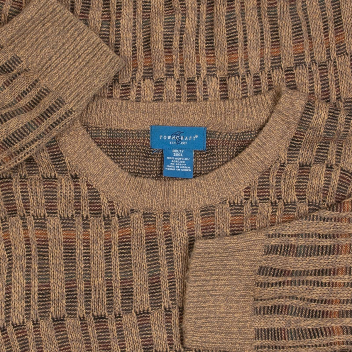 MEN'S VINTAGE 1990S STRUCTURED PATTERNED KNITTED JUMPER - XXX-LARGE