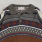 MEN'S VINTAGE 1990S PATTERNED KNITTED POLO JUMPER - LARGE