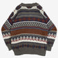 MEN'S VINTAGE 1990S PATTERNED KNITTED POLO JUMPER - LARGE