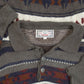 MEN'S VINTAGE 1990S PATTERNED KNITTED POLO JUMPER - LARGE