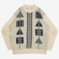 MEN'S VINTAGE 1990S PATTERNED KNITTED JUMPER - XX-LARGE