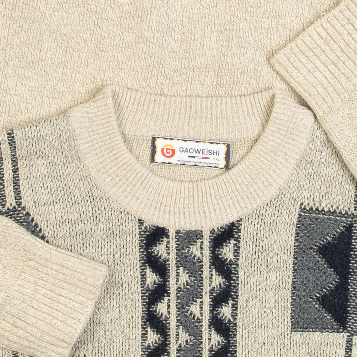MEN'S VINTAGE 1990S PATTERNED KNITTED JUMPER - XX-LARGE