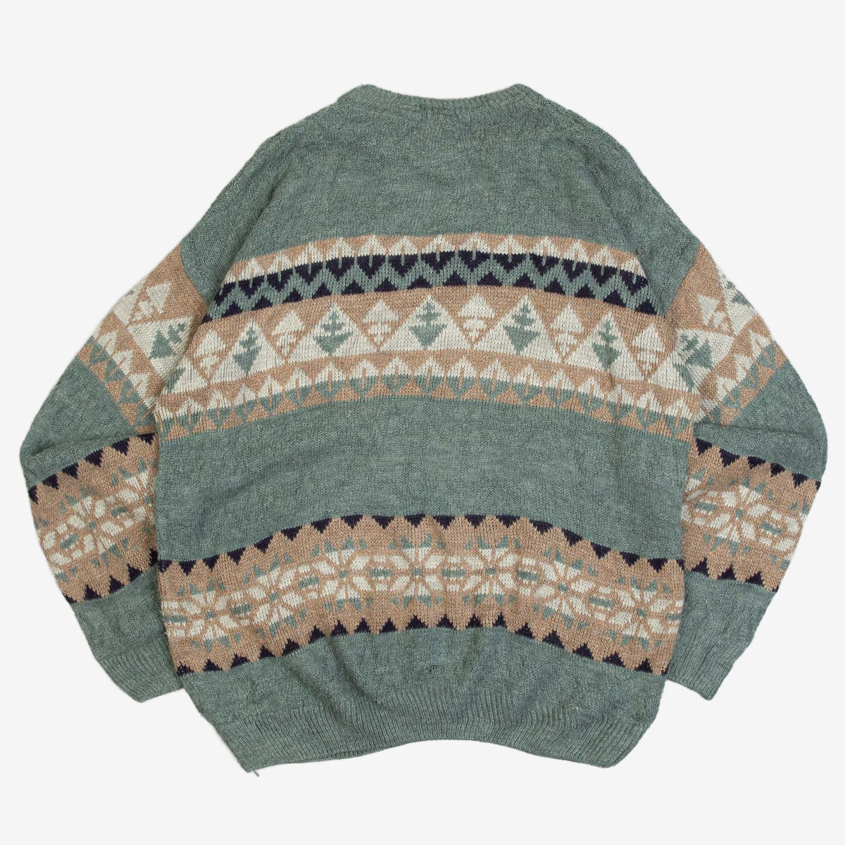 MEN'S VINTAGE 1990S PATTERNED KNITTED JUMPER - LARGE