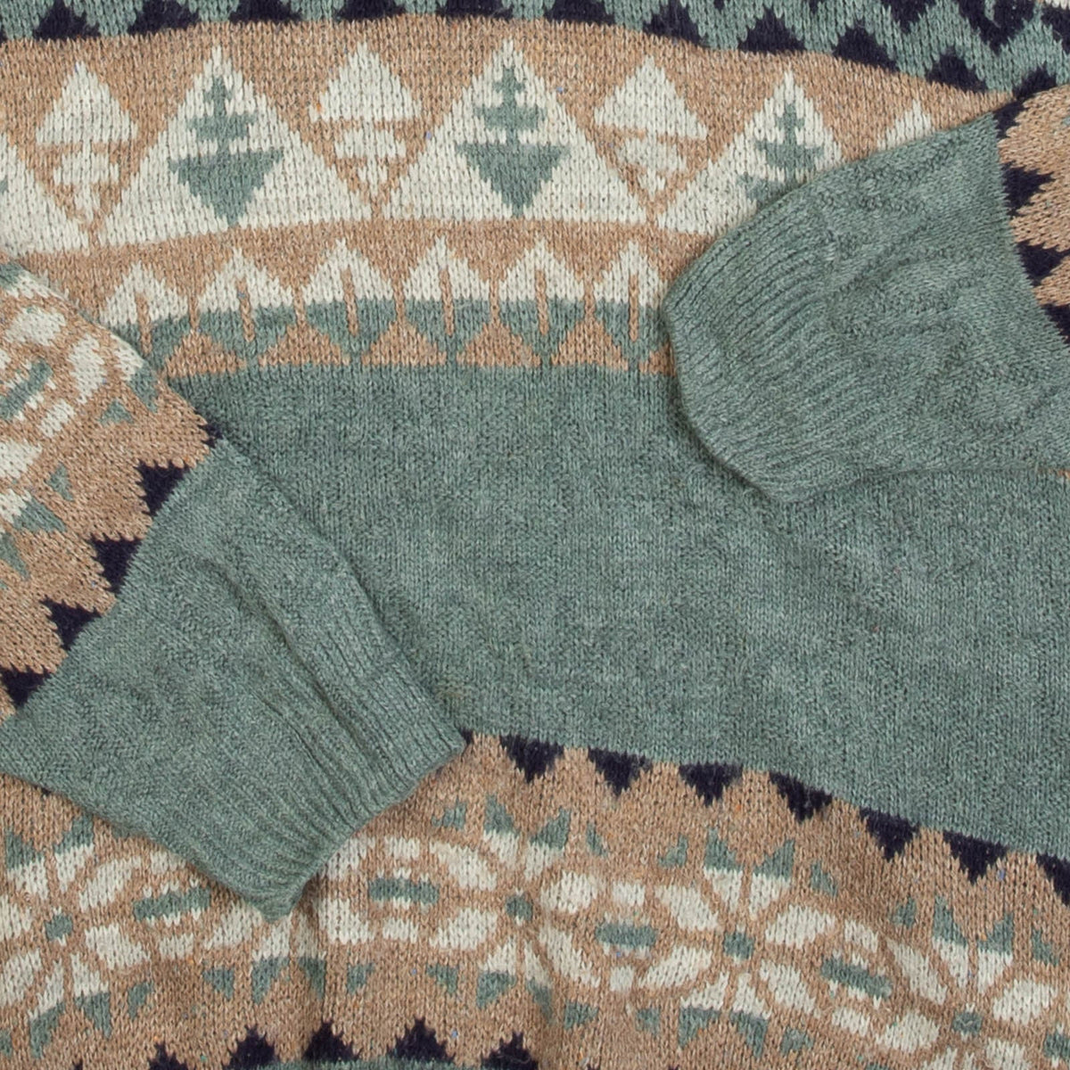 MEN'S VINTAGE 1990S PATTERNED KNITTED JUMPER - LARGE