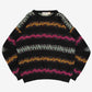 MEN'S VINTAGE 1980S STRIPED PATTERNED KNITTED JUMPER - X-LARGE