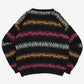 MEN'S VINTAGE 1980S STRIPED PATTERNED KNITTED JUMPER - X-LARGE