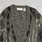 MEN'S VINTAGE 1990S PATTERNED KNITTED CARDIGAN - SMALL