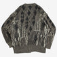 MEN'S VINTAGE 1990S PATTERNED KNITTED CARDIGAN - SMALL