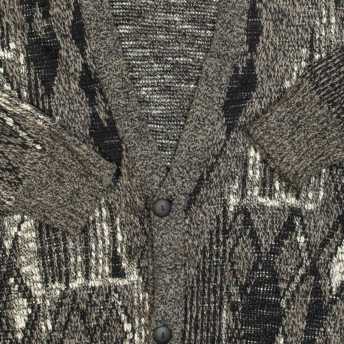 MEN'S VINTAGE 1990S PATTERNED KNITTED CARDIGAN - SMALL