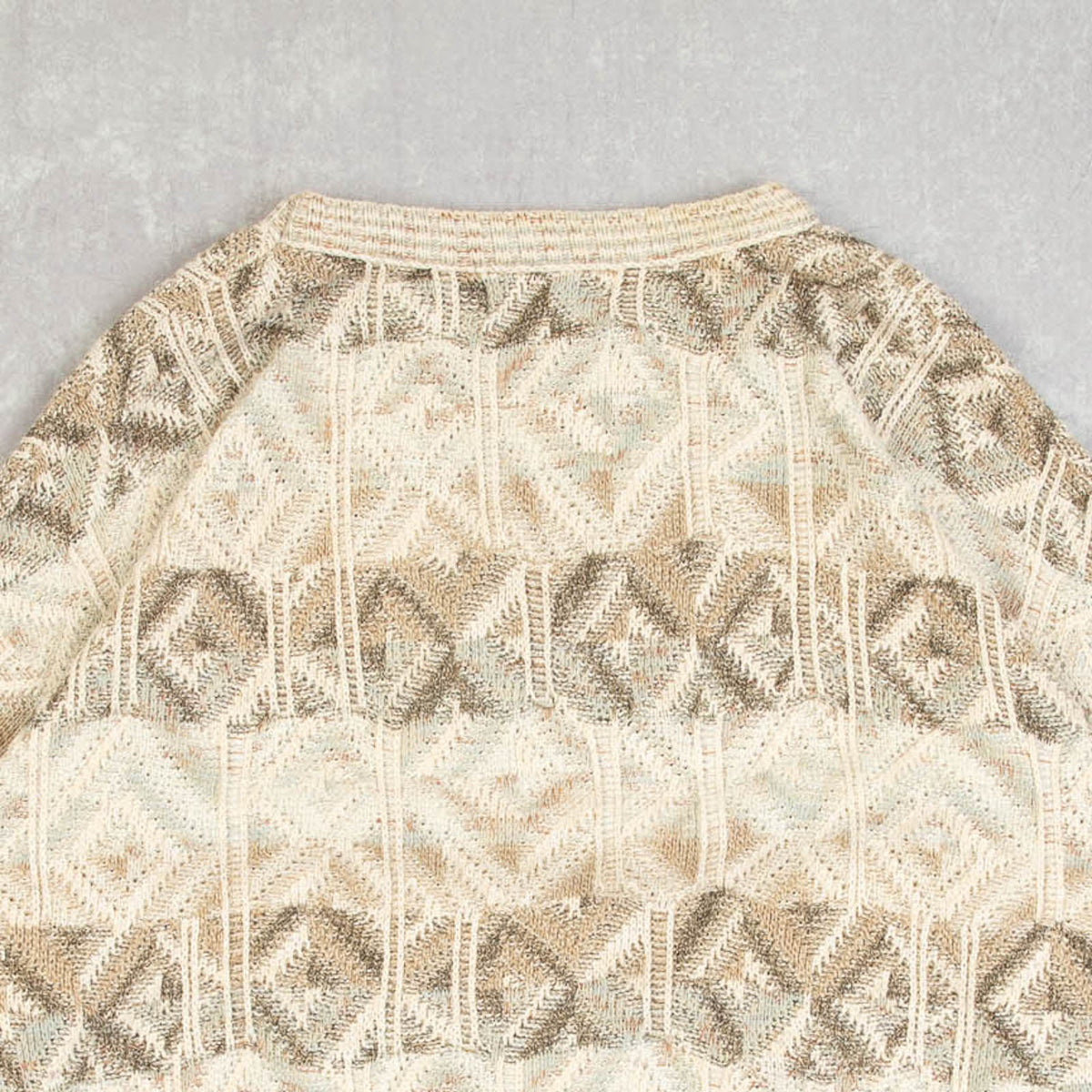 MEN'S VINTAGE 1990S STRUCTURED PATTERNED KNITTED JUMPER - MEDIUM