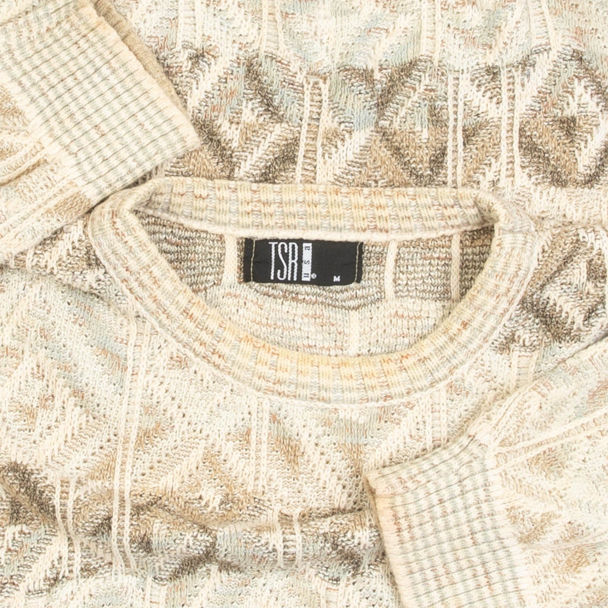 MEN'S VINTAGE 1990S STRUCTURED PATTERNED KNITTED JUMPER - MEDIUM
