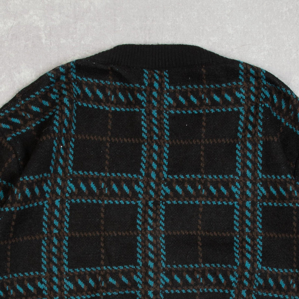 MEN'S VINTAGE CHECKED KNITTED CARDIGAN - SMALL