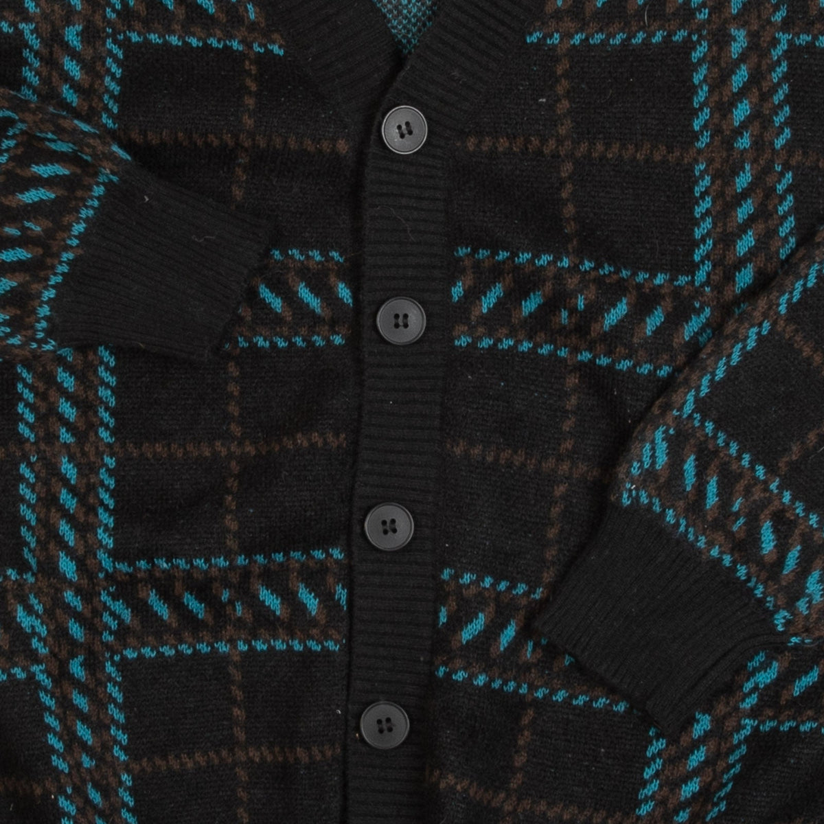 MEN'S VINTAGE CHECKED KNITTED CARDIGAN - SMALL