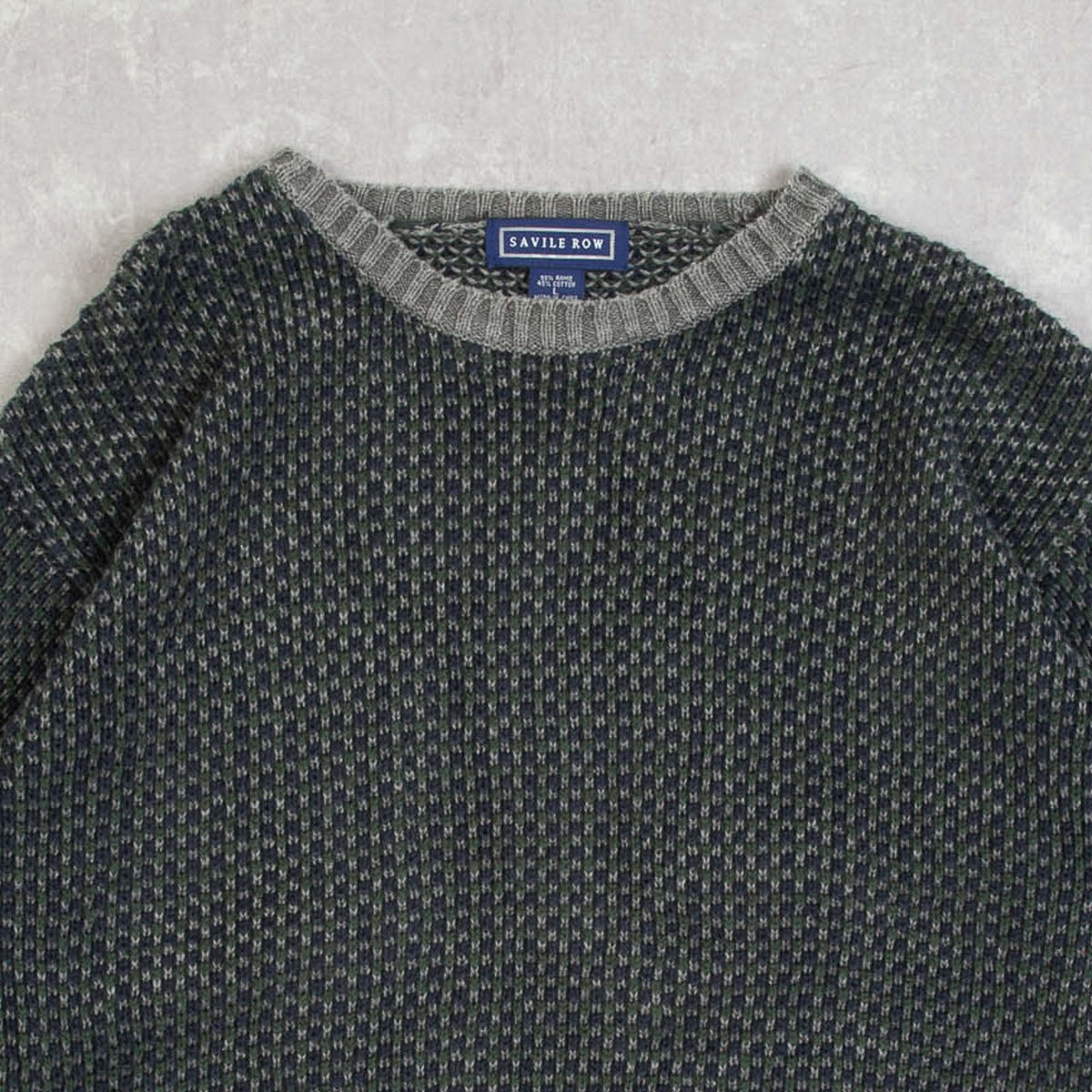 MEN'S VINTAGE 1990S TEXTURED KNITTED JUMPER - LARGE
