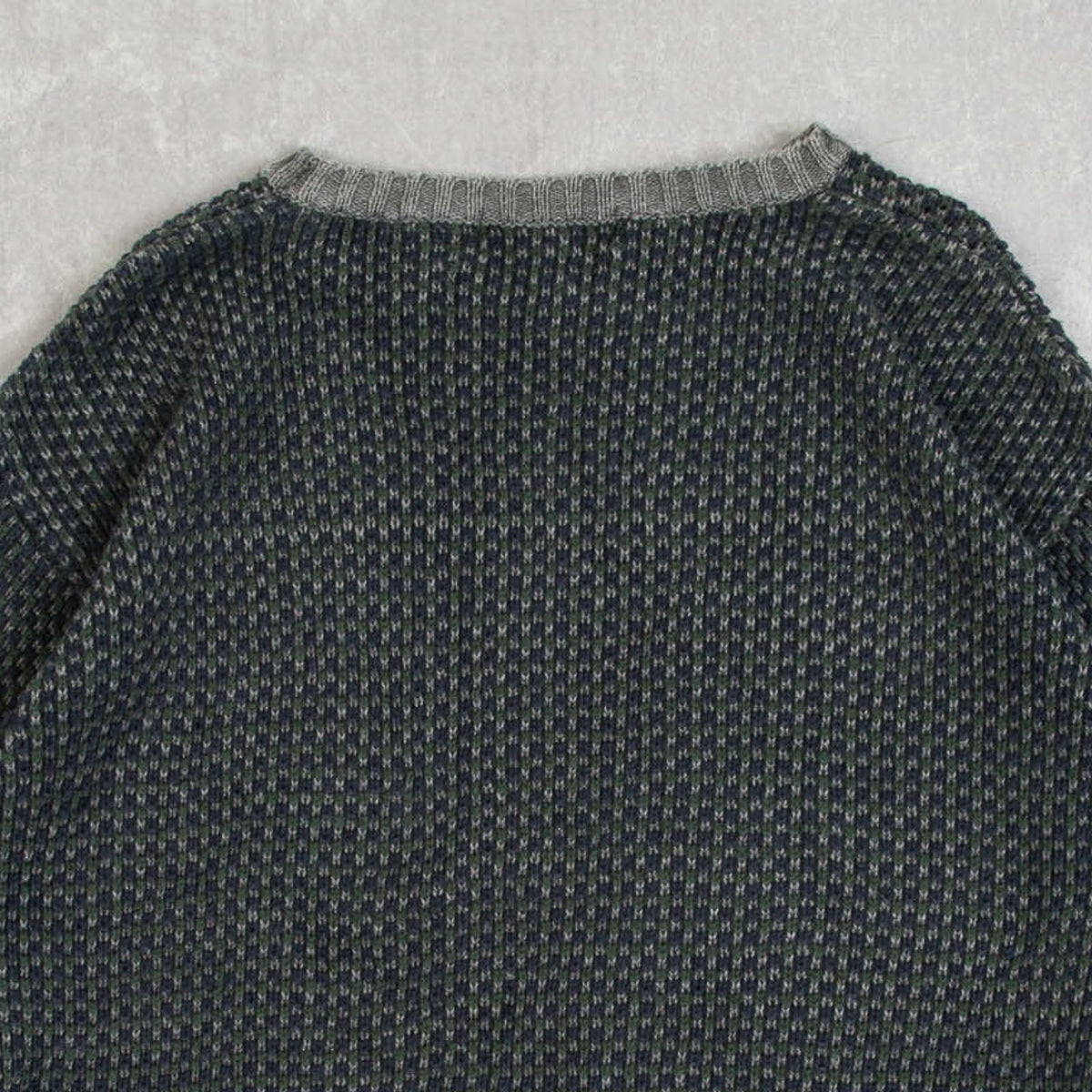 MEN'S VINTAGE 1990S TEXTURED KNITTED JUMPER - LARGE